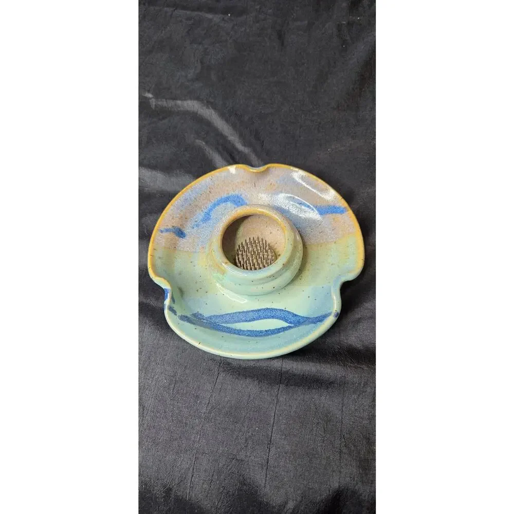 Handmade Pottery Ikebana Signed